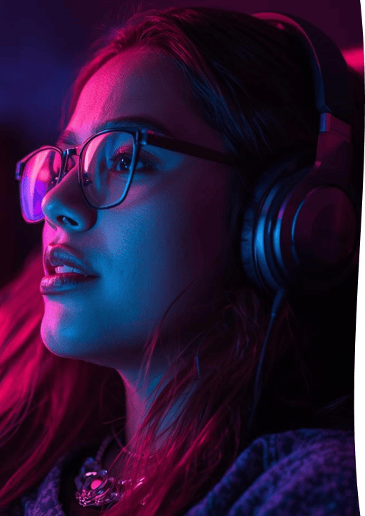 Junge Frau mit Kopfhörern